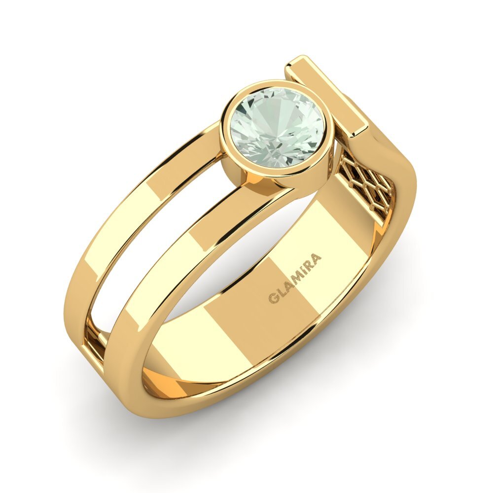 Oro Giallo 750 Ametista Verde Anello da uomo Filippa