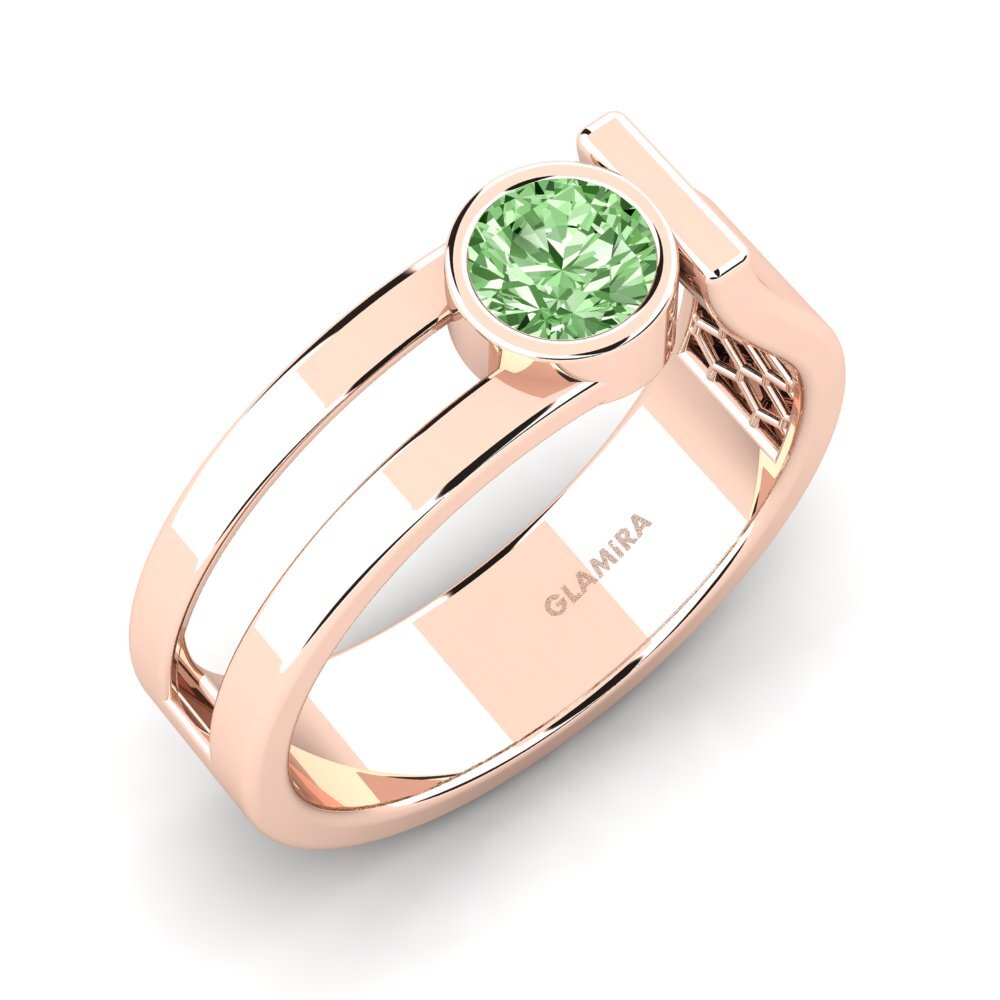 Oro Rosso 375 Diamante Verde Anello da uomo Filippa
