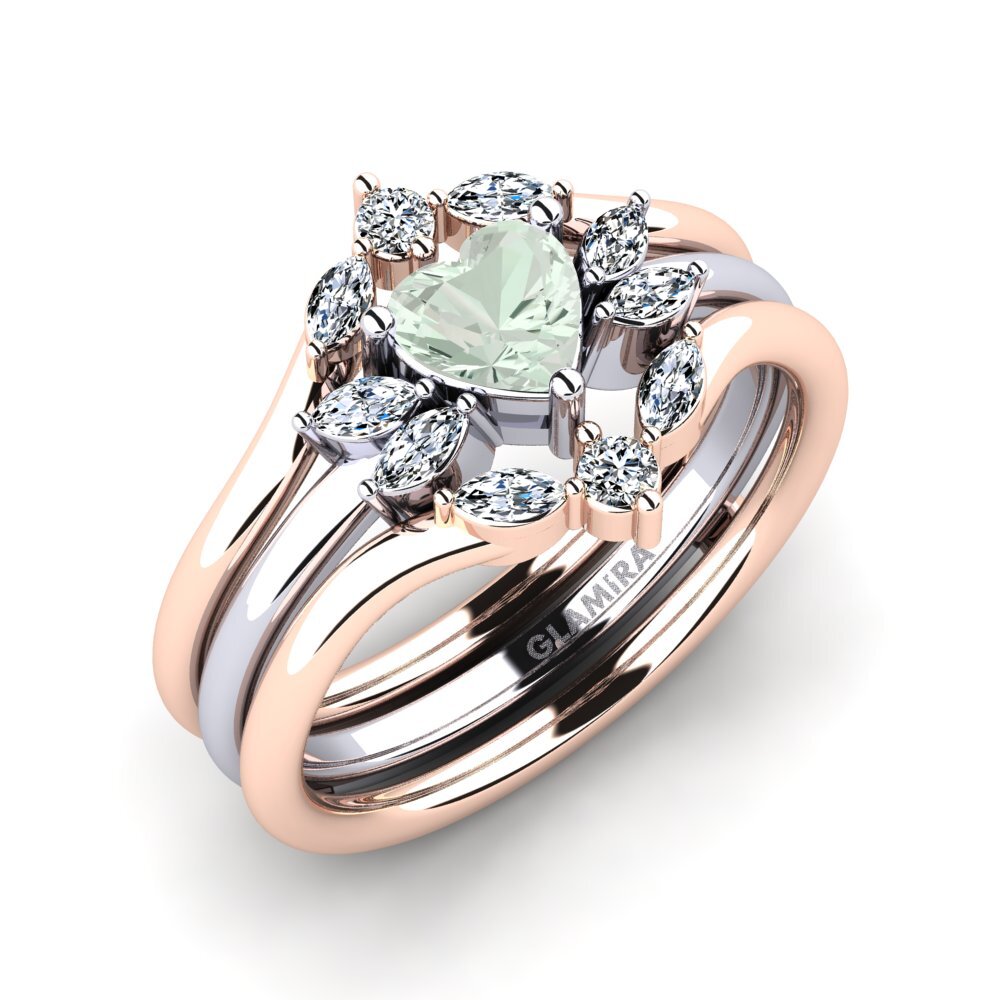 Green Amethyst Ring Finam SET