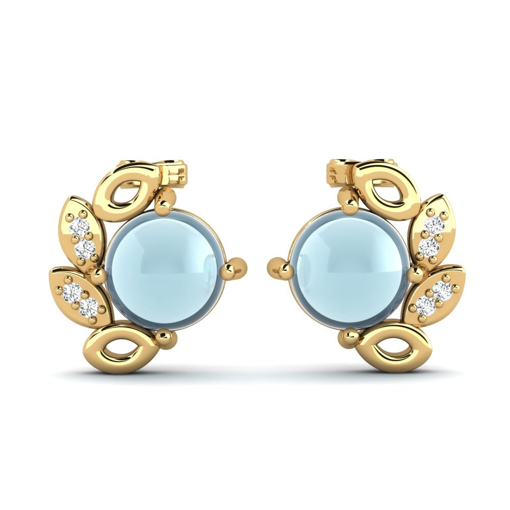 Order 3.2 Carat 9ct Yellow Gold Cabochon Aquamarine Women's Earring ...