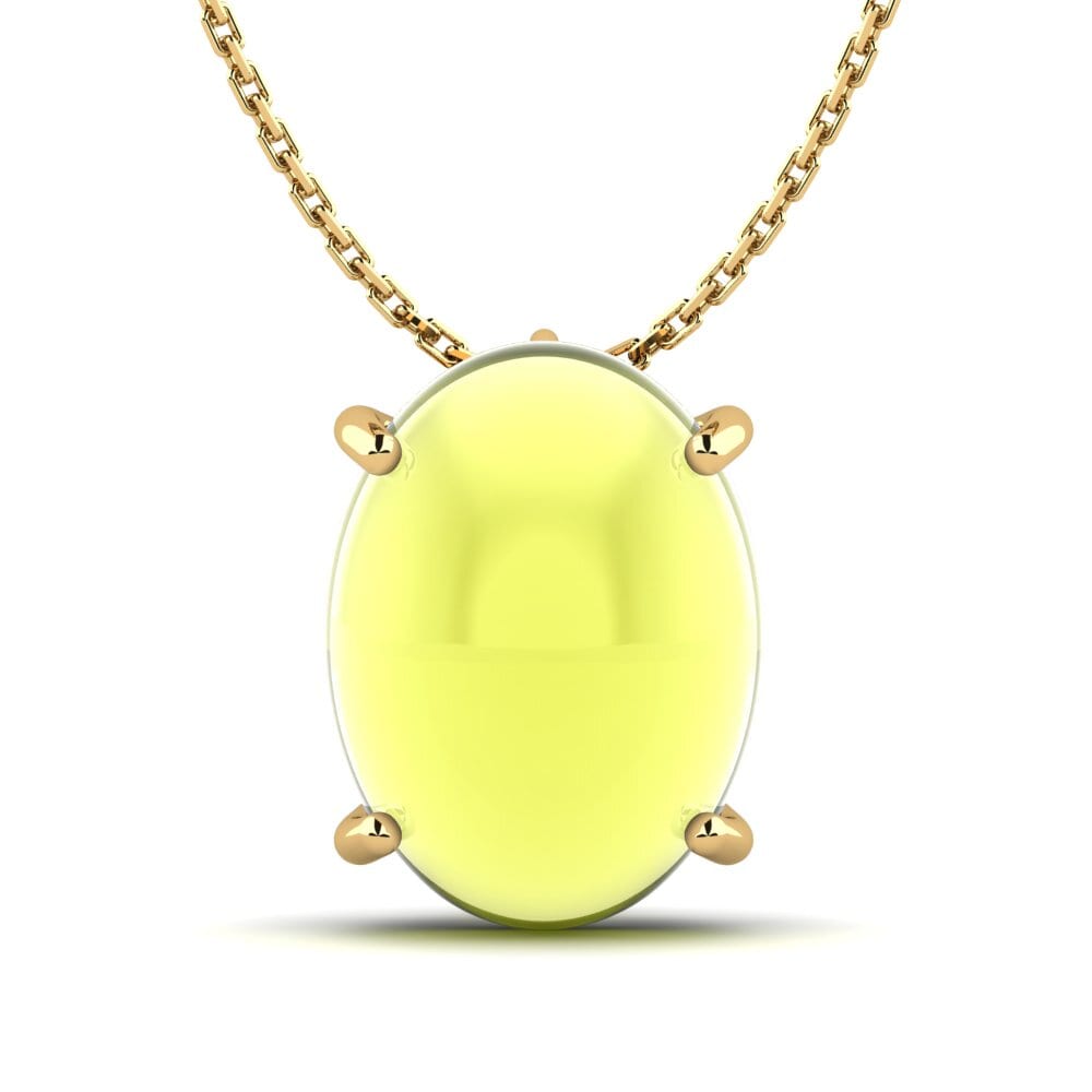 14k Oro Amarillo Topacio Limón Cabujón Colgante de Mujer Finian