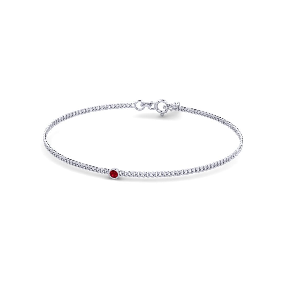 925 Prata de lei Zircônia Vermelha Pulseira Feminino Fionnuala 2.5 mm