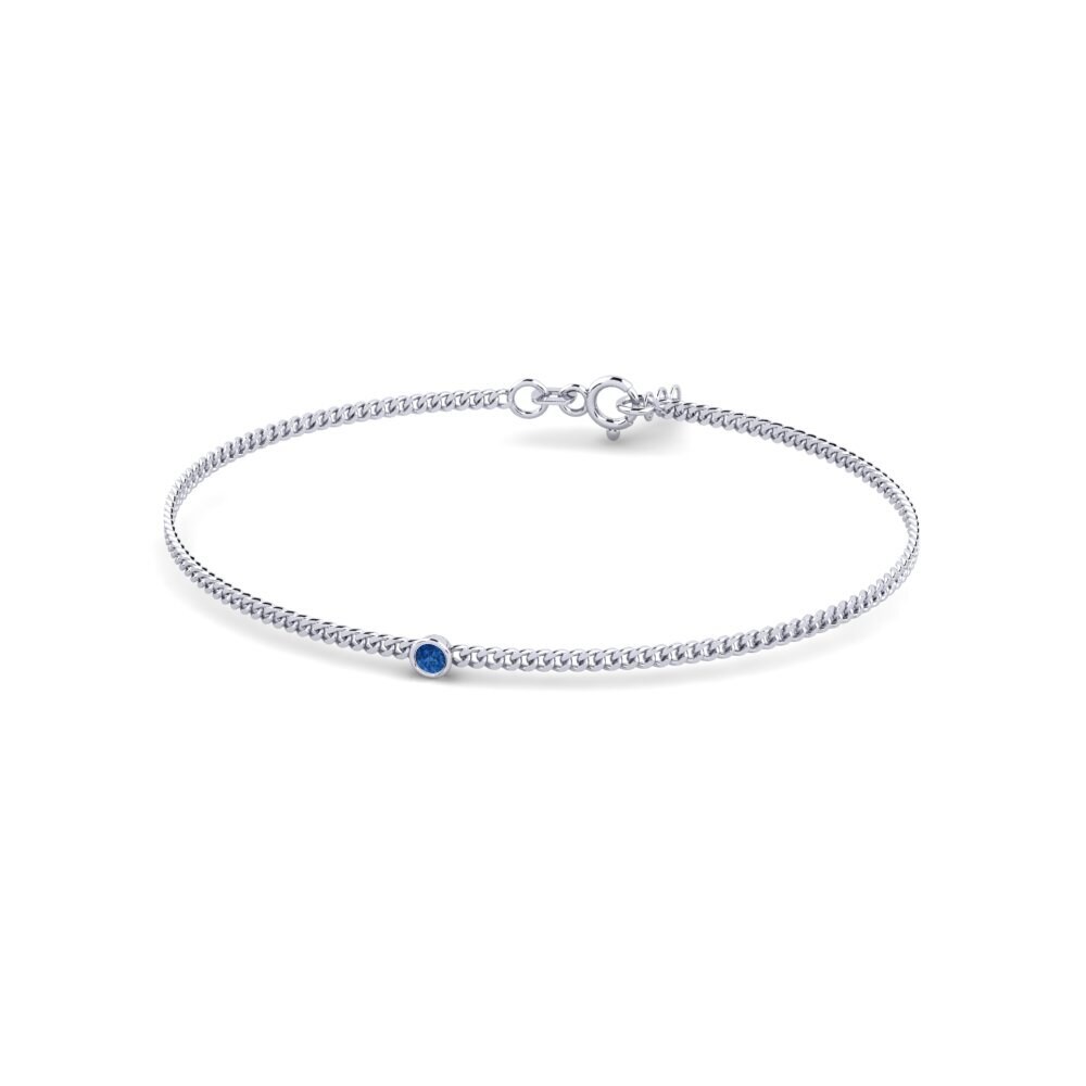 925 Prata de lei Zircônia azul escuro Pulseira Feminino Fionnuala 2.5 mm