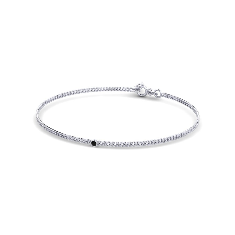White Silver Black Sapphire Women's Bracelet Fionnuala 2.0 mm