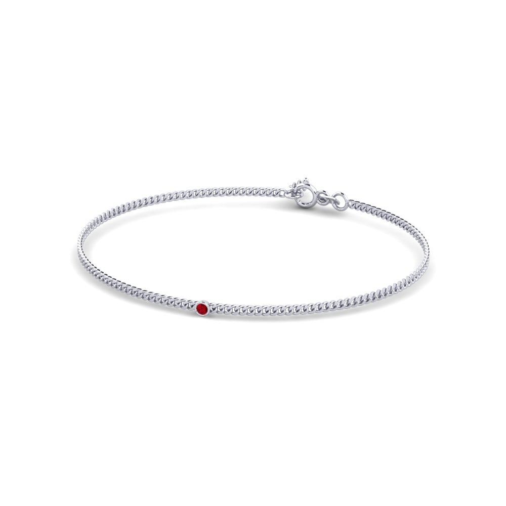 925 Prata de lei Zircônia Vermelha Pulseira Feminino Fionnuala 2.0 mm