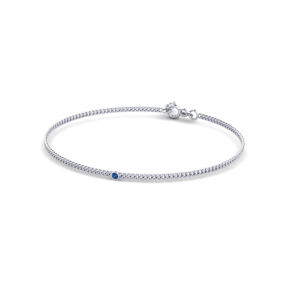 925 Prata de lei Zircônia azul escuro Pulseira Feminino Fionnuala 2.0 mm