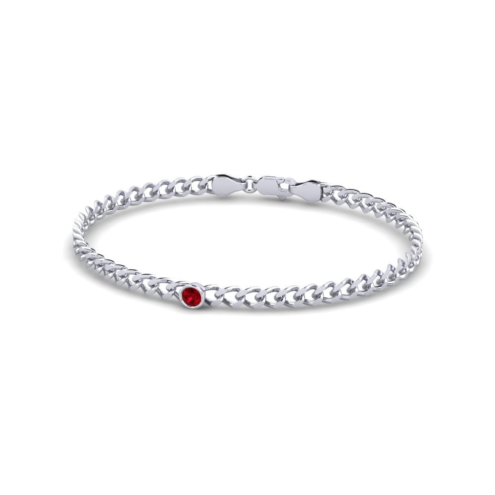 925 Prata de lei Zircônia Vermelha Pulseira Feminino Fionnuala 3.5 mm