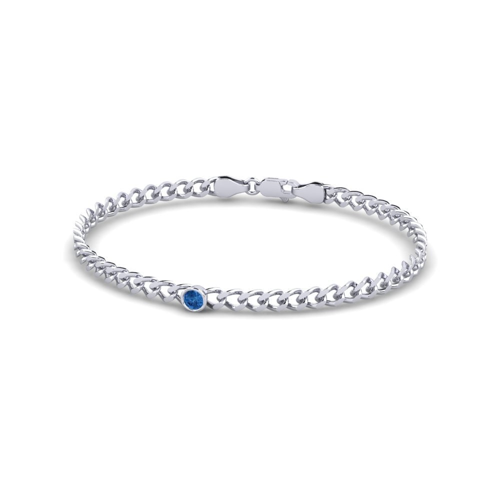 925 Prata de lei Zircônia azul escuro Pulseira Feminino Fionnuala 3.5 mm