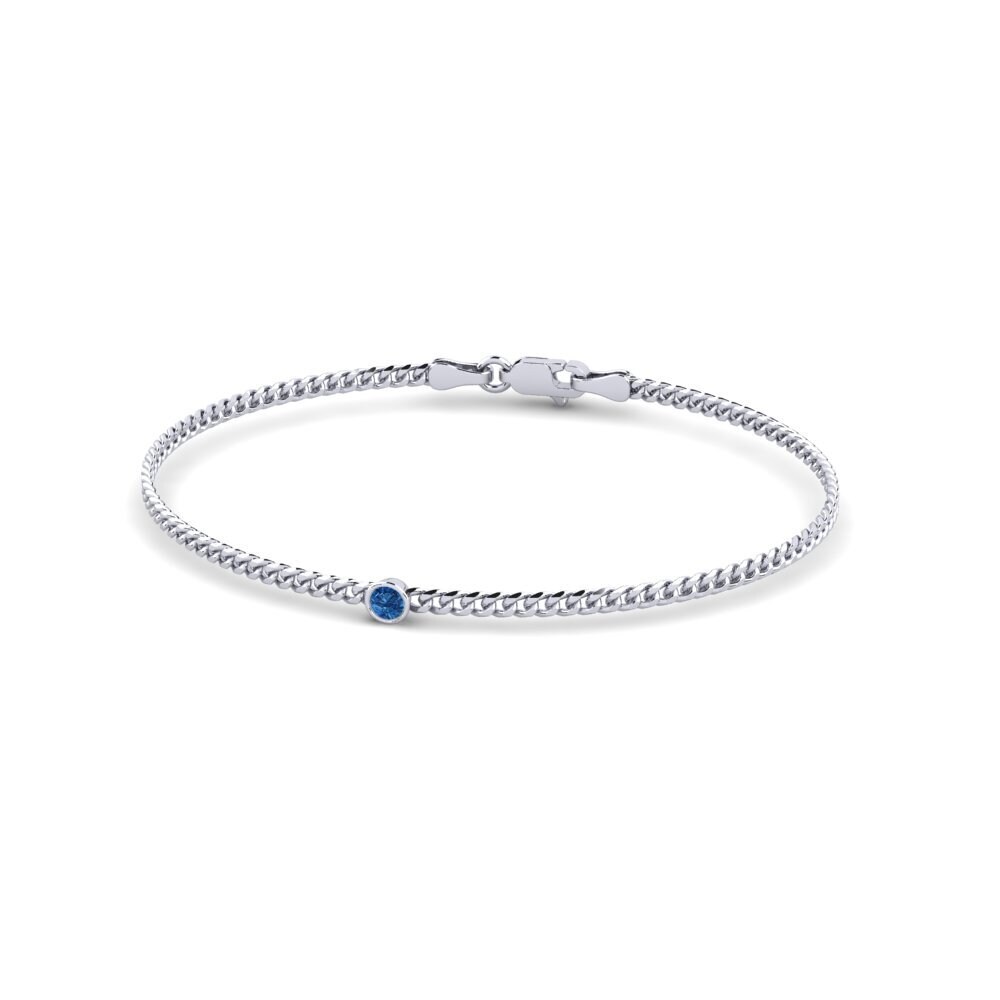 925 Prata de lei Zircônia azul escuro Pulseira Feminino Fionnuala 3.0 mm