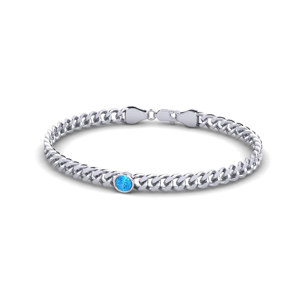 White Silver Blue Topaz Women's Bracelet Fionnuala 4.5 mm