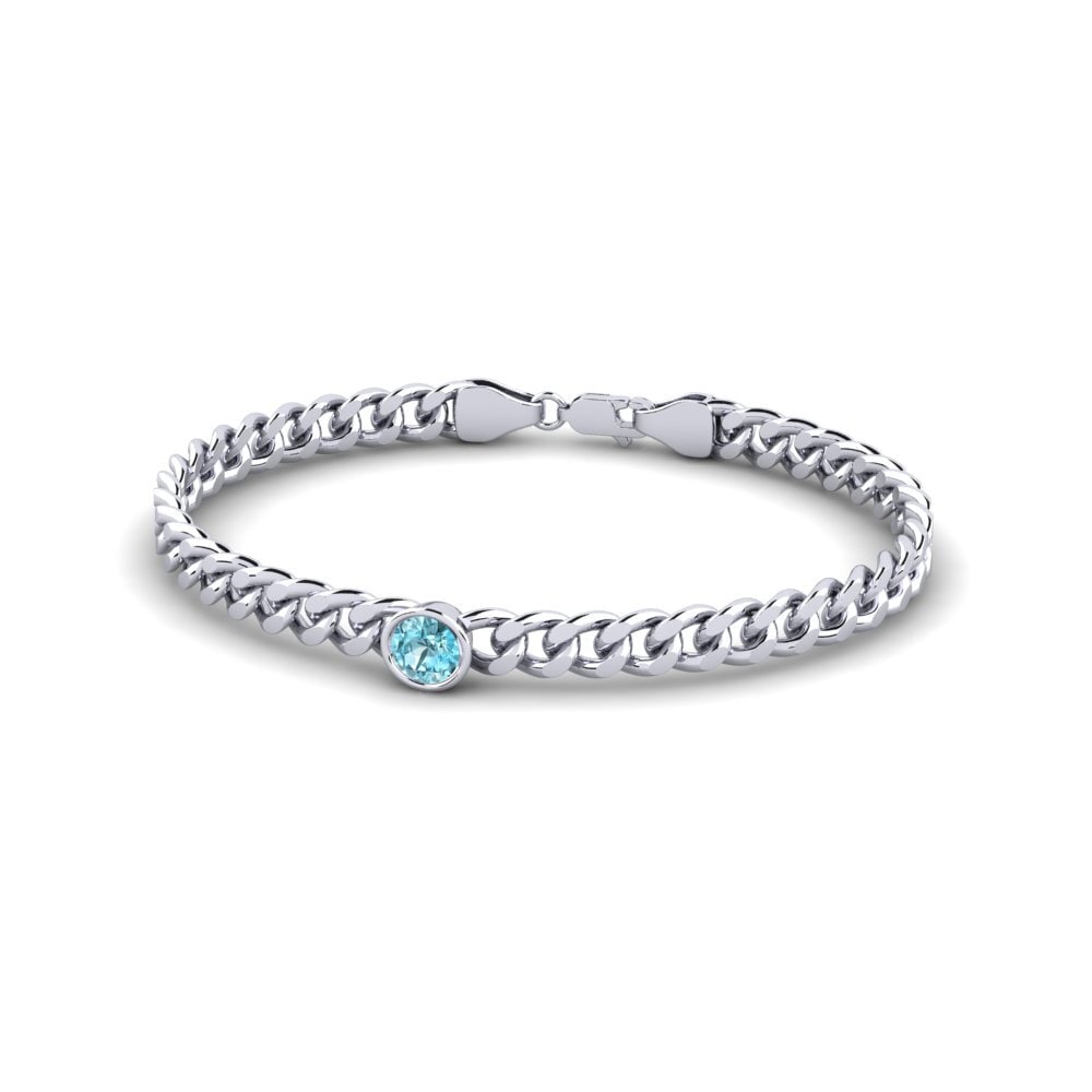 White Silver Blue Zircon Women's Bracelet Fionnuala 5.5 mm