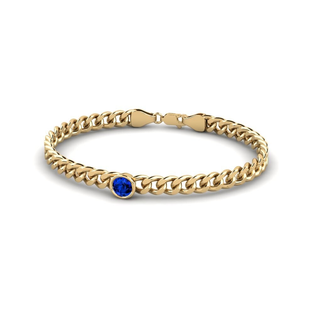 14k Oro Amarillo Safiro (Creado en Laboratorio) Pulsera de Mujer Fionnuala 5.5 mm