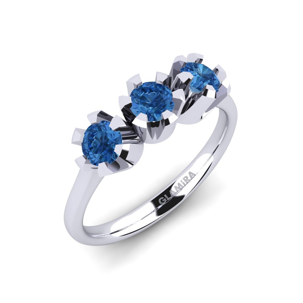 Dark Blue Zirconia Engagement Ring Fiorella