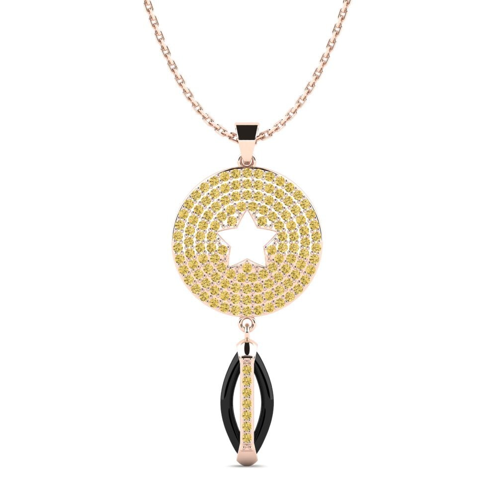9ct Rose Gold Yellow Diamond Women's Pendant Firefall