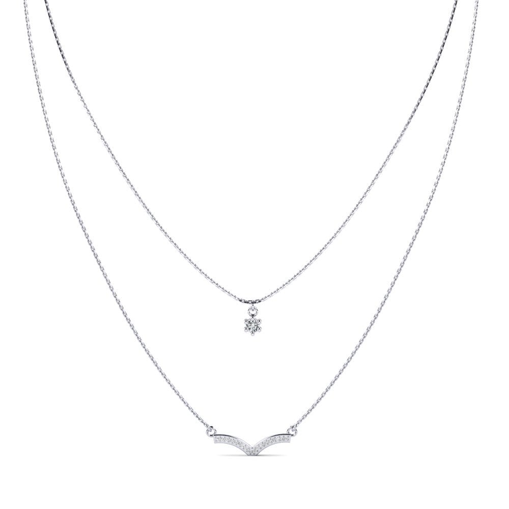 White Silver Zirconia Women's Necklace Firenze