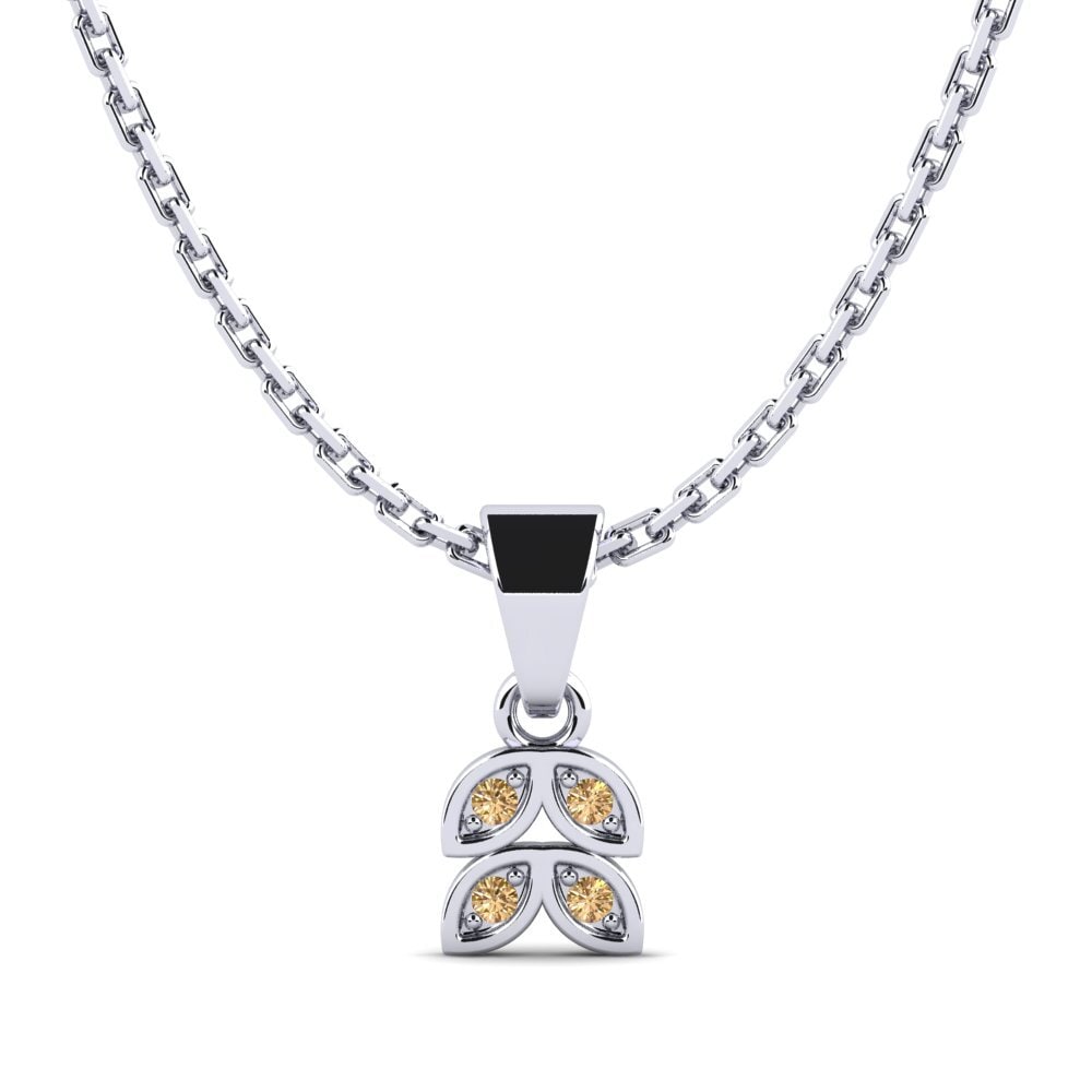 14k Oro Blanco Diamante café Colgante de Mujer Fishnet