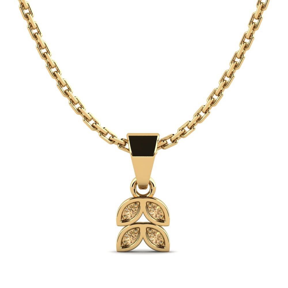 14k Oro Amarillo Diamante café Colgante de Mujer Fishnet
