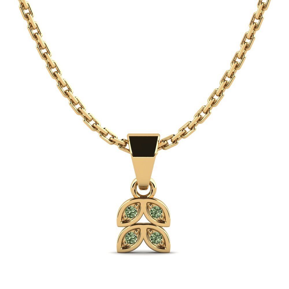14k Oro Amarillo Diamante Verde Colgante de Mujer Fishnet