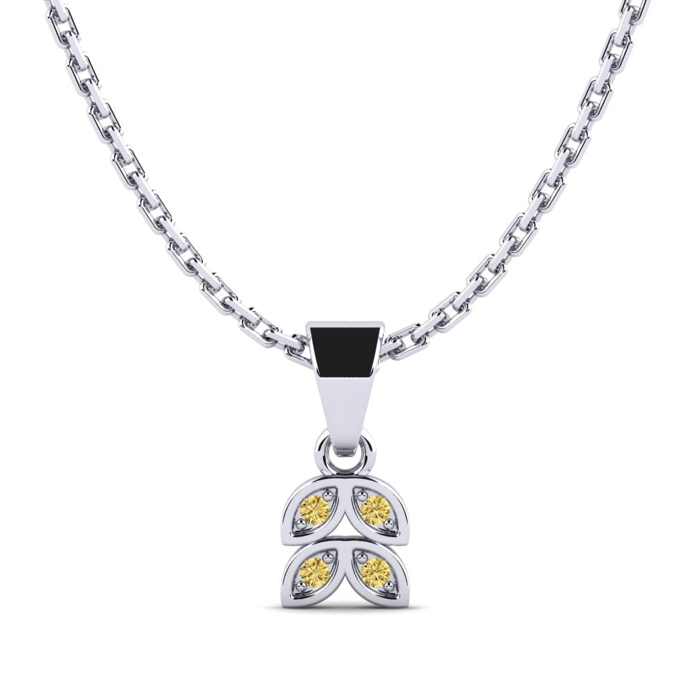 Paladio 950 Diamante Amarillo Colgante de Mujer Fishnet