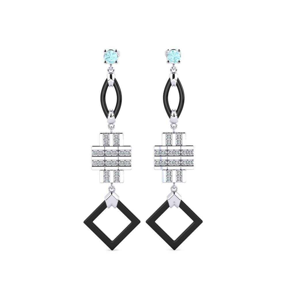 White Silver Aquamarine Women's Earring Fitnete