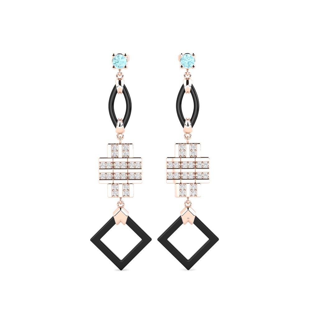 14k Rose Gold Aquamarine Women's Earring Fitnete