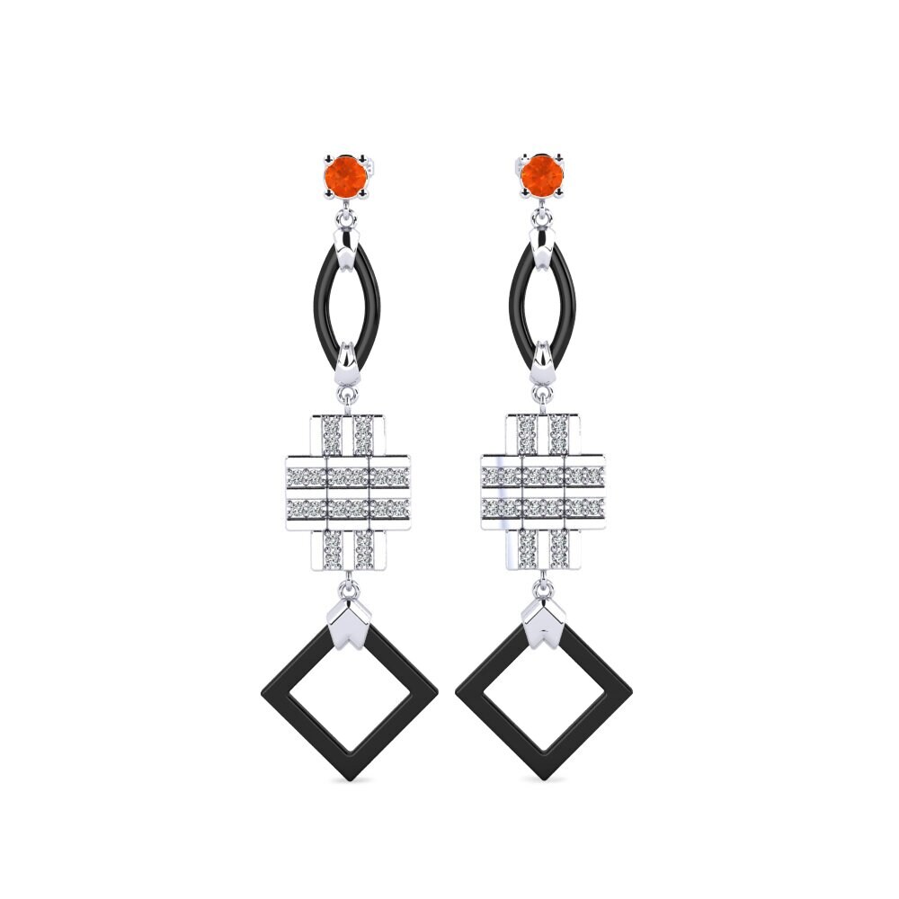 950 Platinum Fire Opal Women's Earring Fitnete