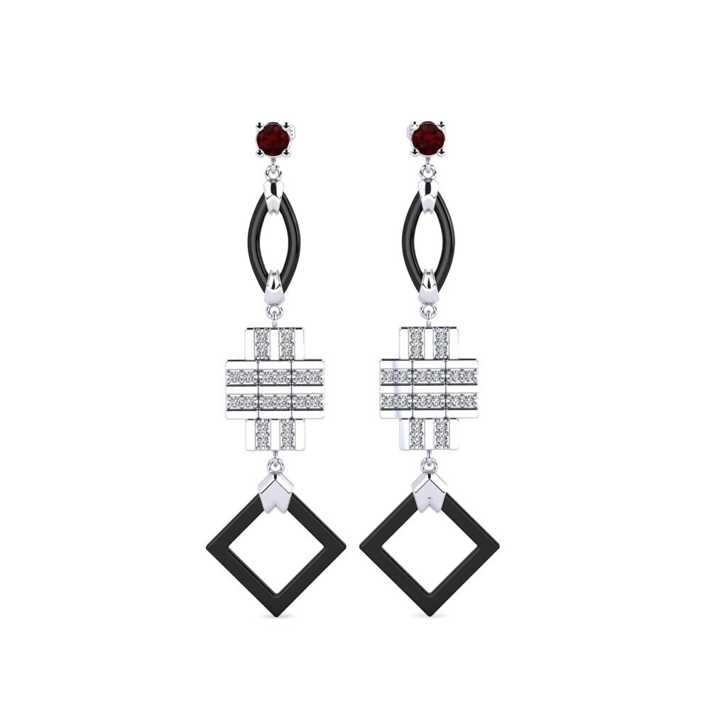 950 Platinum Garnet Women's Earring Fitnete