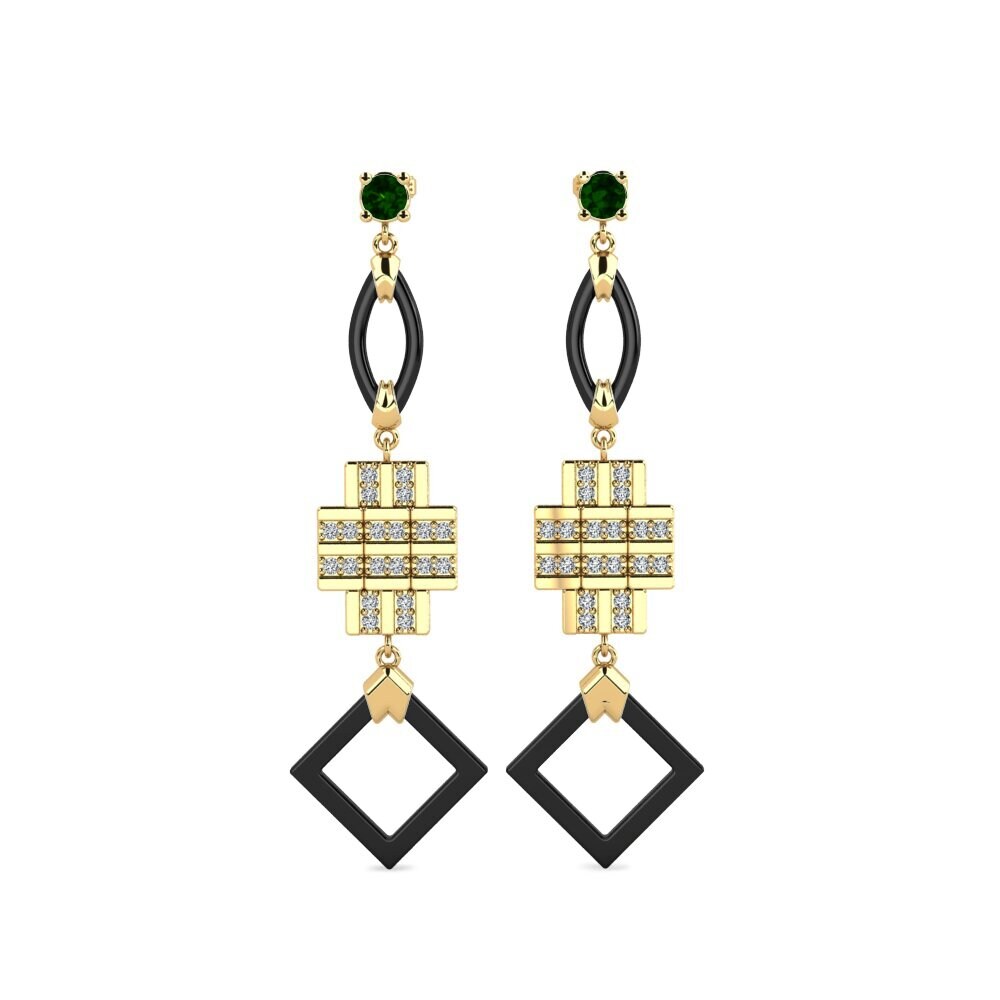 14ct Yellow Gold Green Tourmaline Women's Earring Fitnete