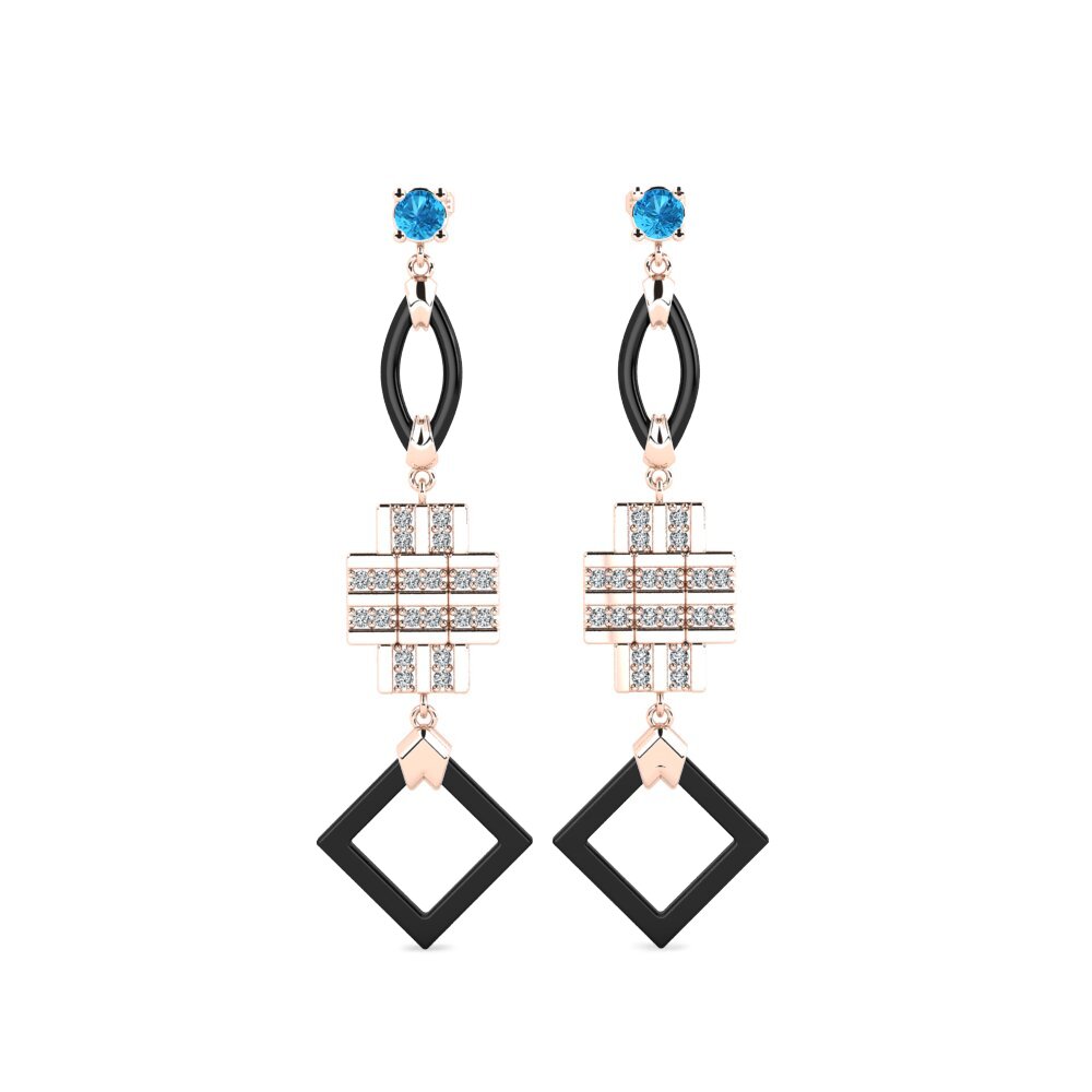 9ct Rose Gold Blue Topaz Women's Earring Fitnete