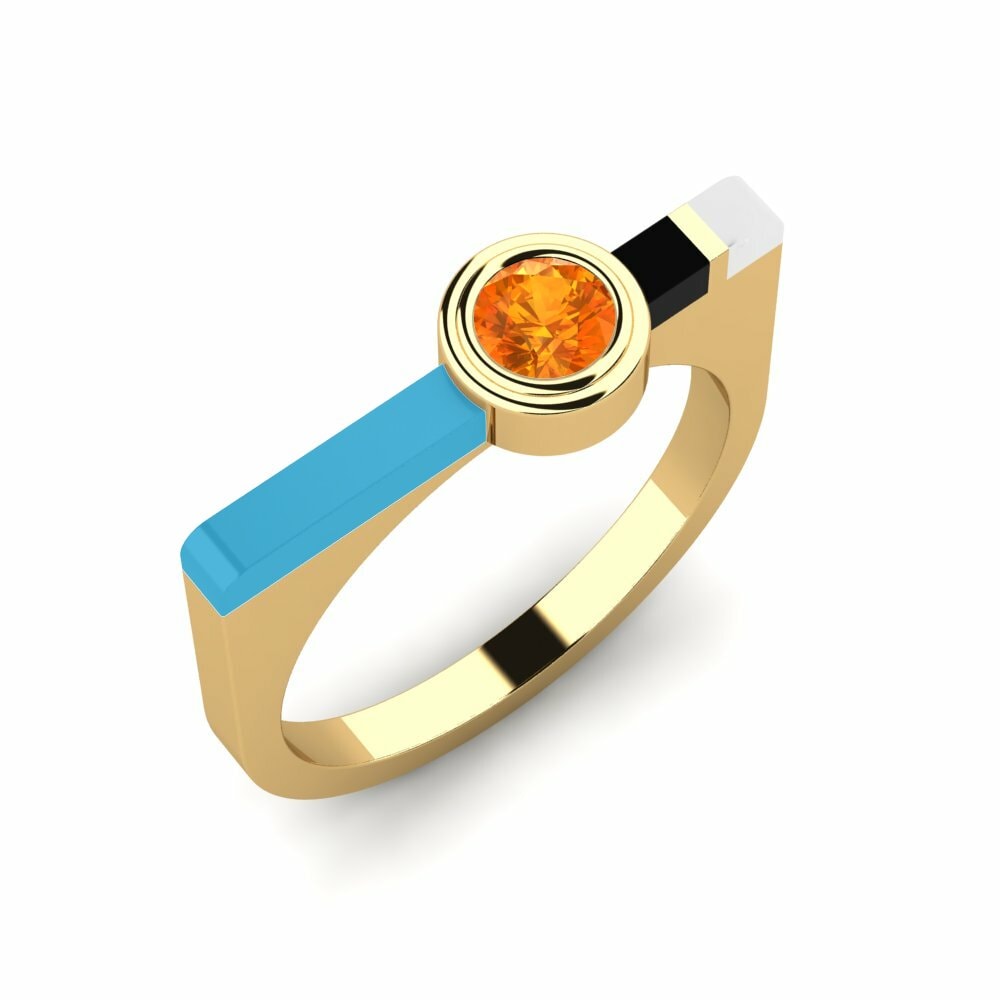 Ringe Fjel Orangefarbener Saphir