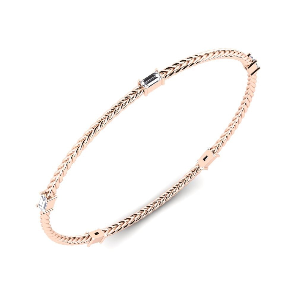Or rose 14k Diamant Bracelet jonc femme Fjola