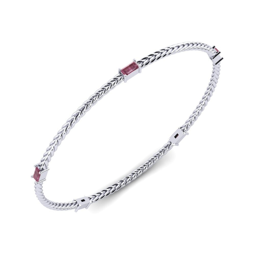 Argent Blanc Grenat de Rhodolite Bracelet jonc femme Fjola