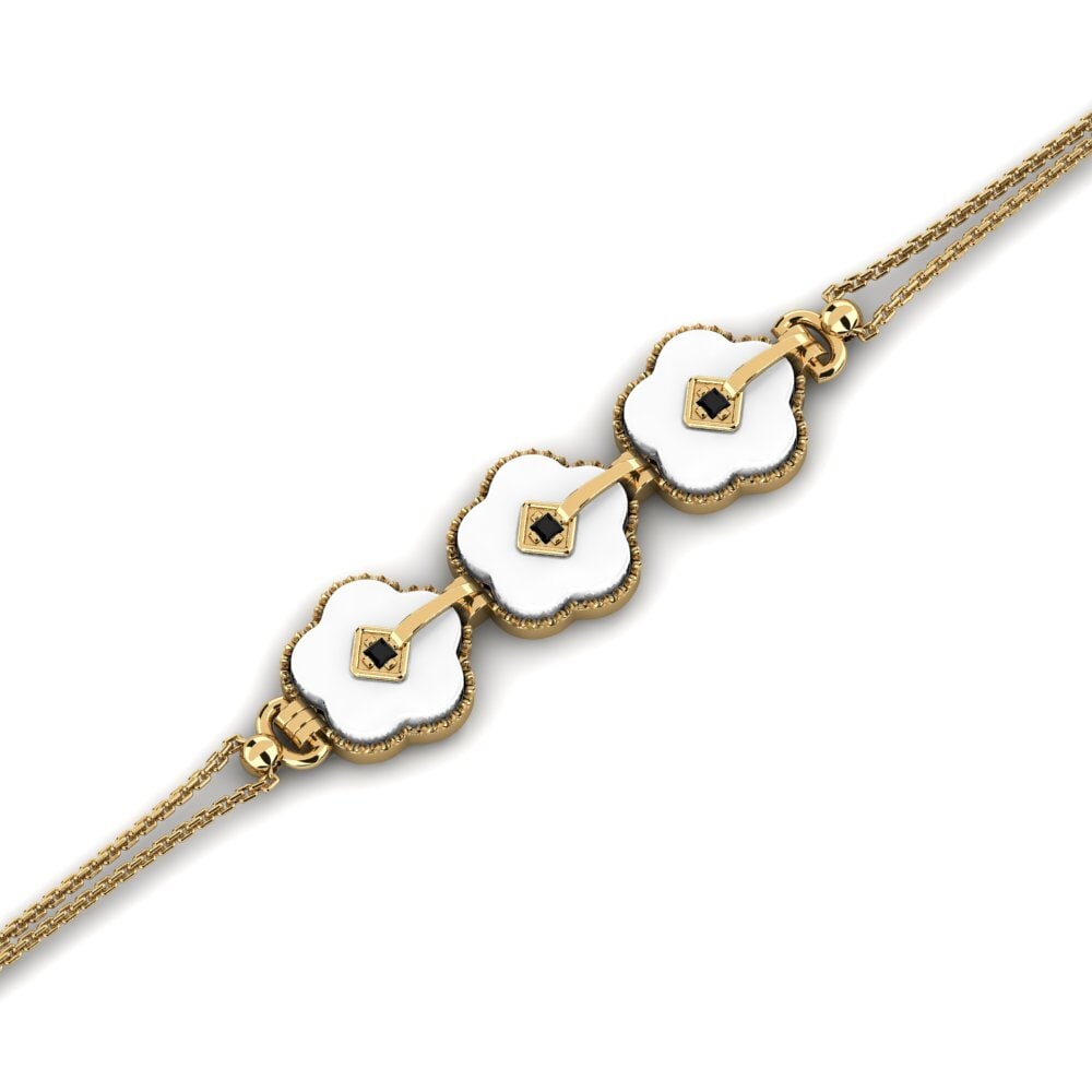 14k Oro Amarillo Diamante Negro Pulsera de Mujer Flannagan