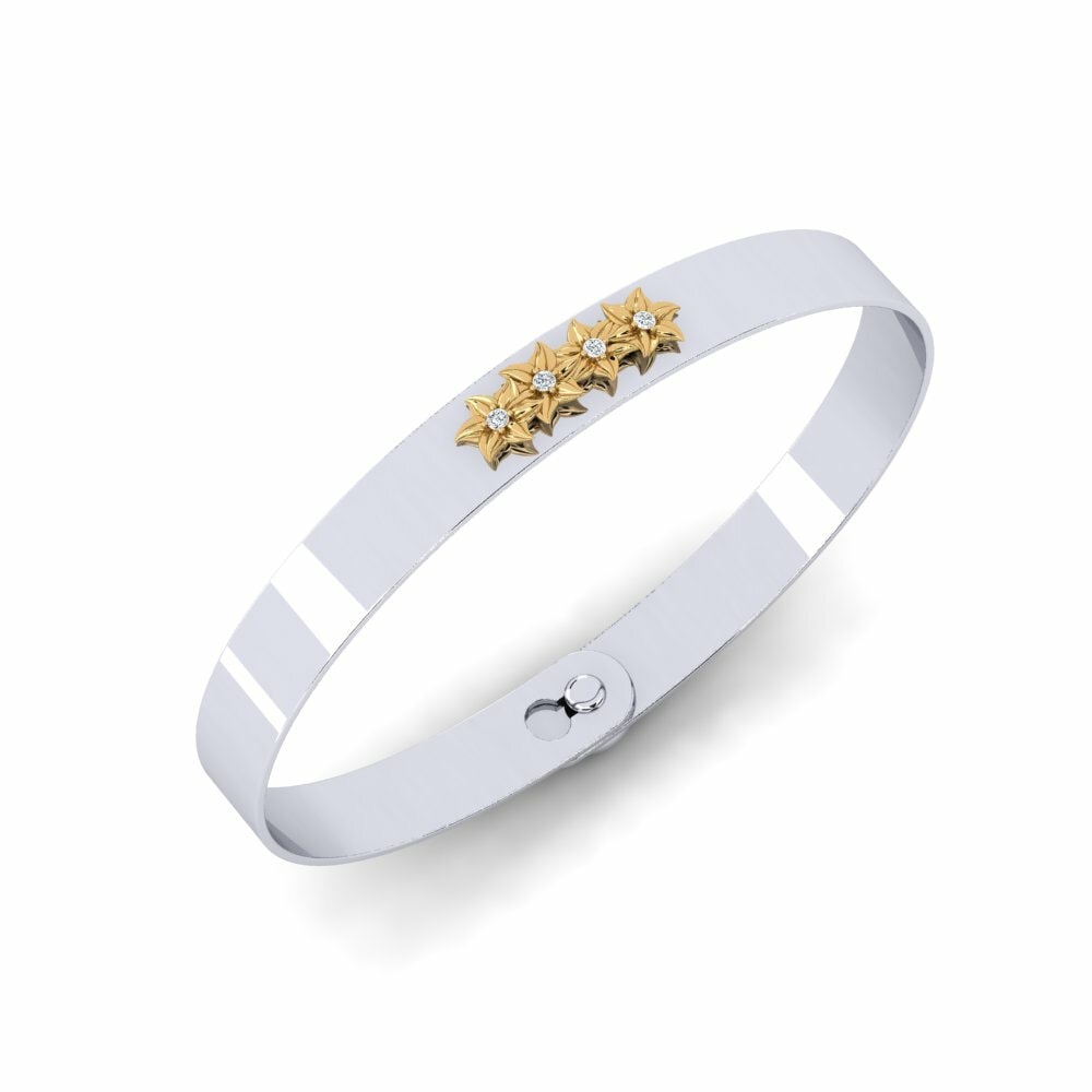 9k Oro Blanco & Amarillo Brazalete de mujer Flatwear