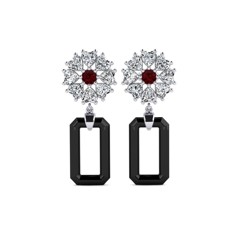 18ct White Gold Garnet Women's Earring Fleenor