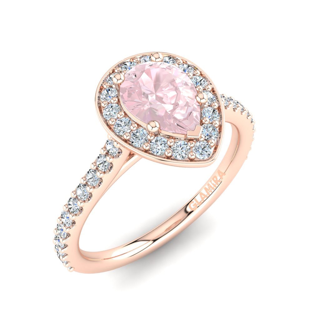 9k Rose Gold Rose Quartz Engagement Ring Fleta