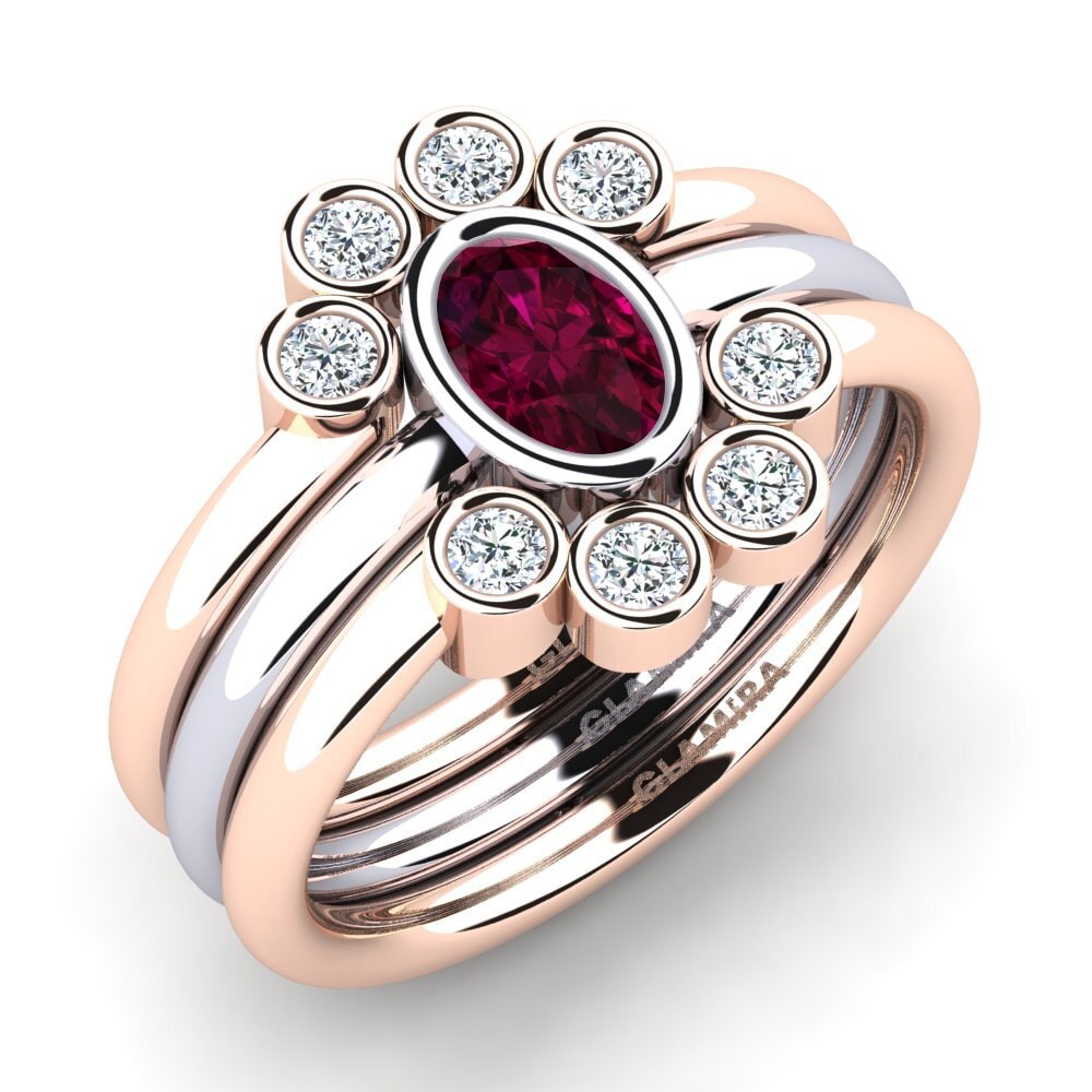 Rhodolite Garnet Ring Flet SET
