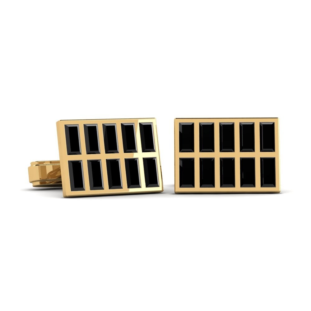 585 Gult Guld Sort Diamant Manchetknap Floatzel