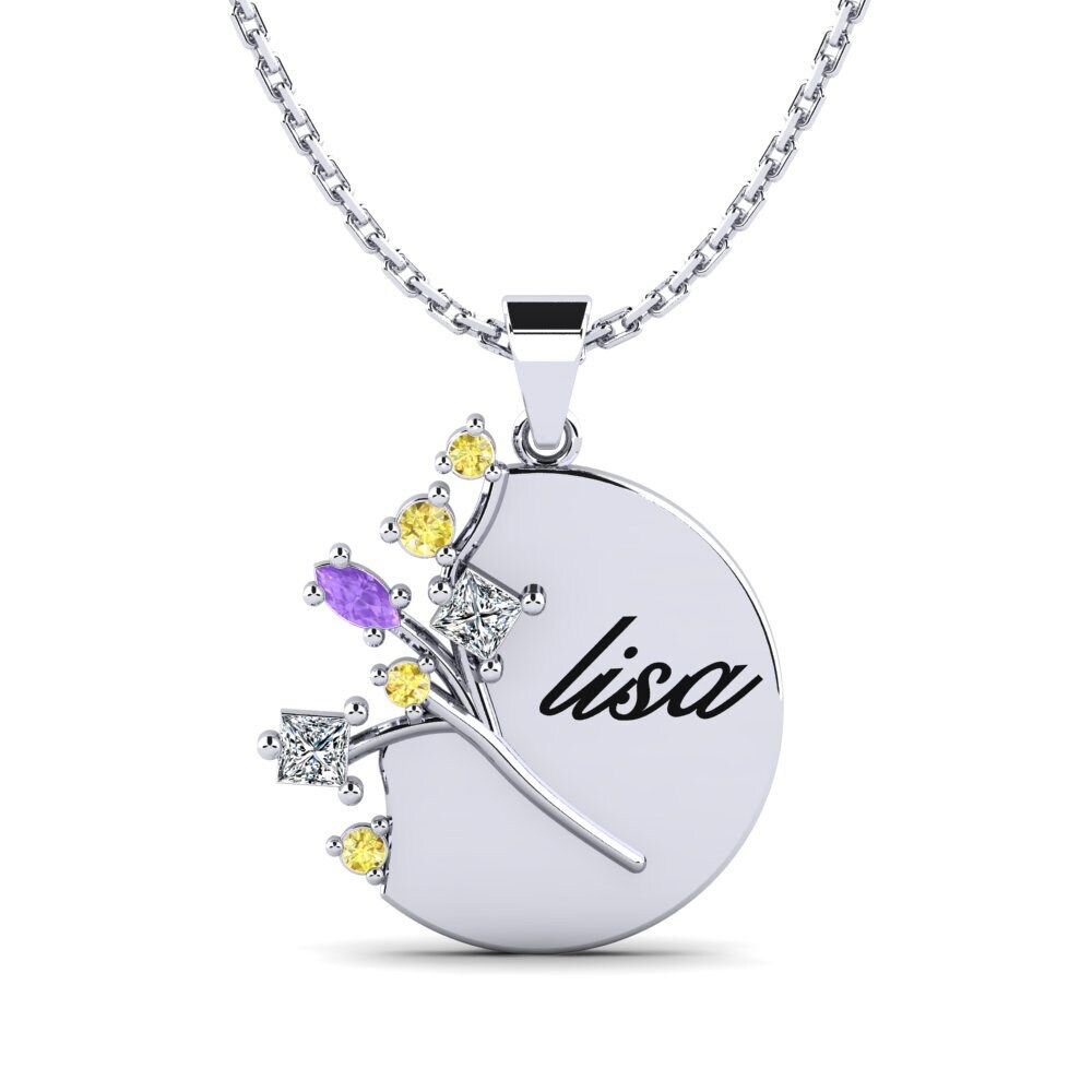 Weiß-Silber Zirkonia Damen anhänger Flor
