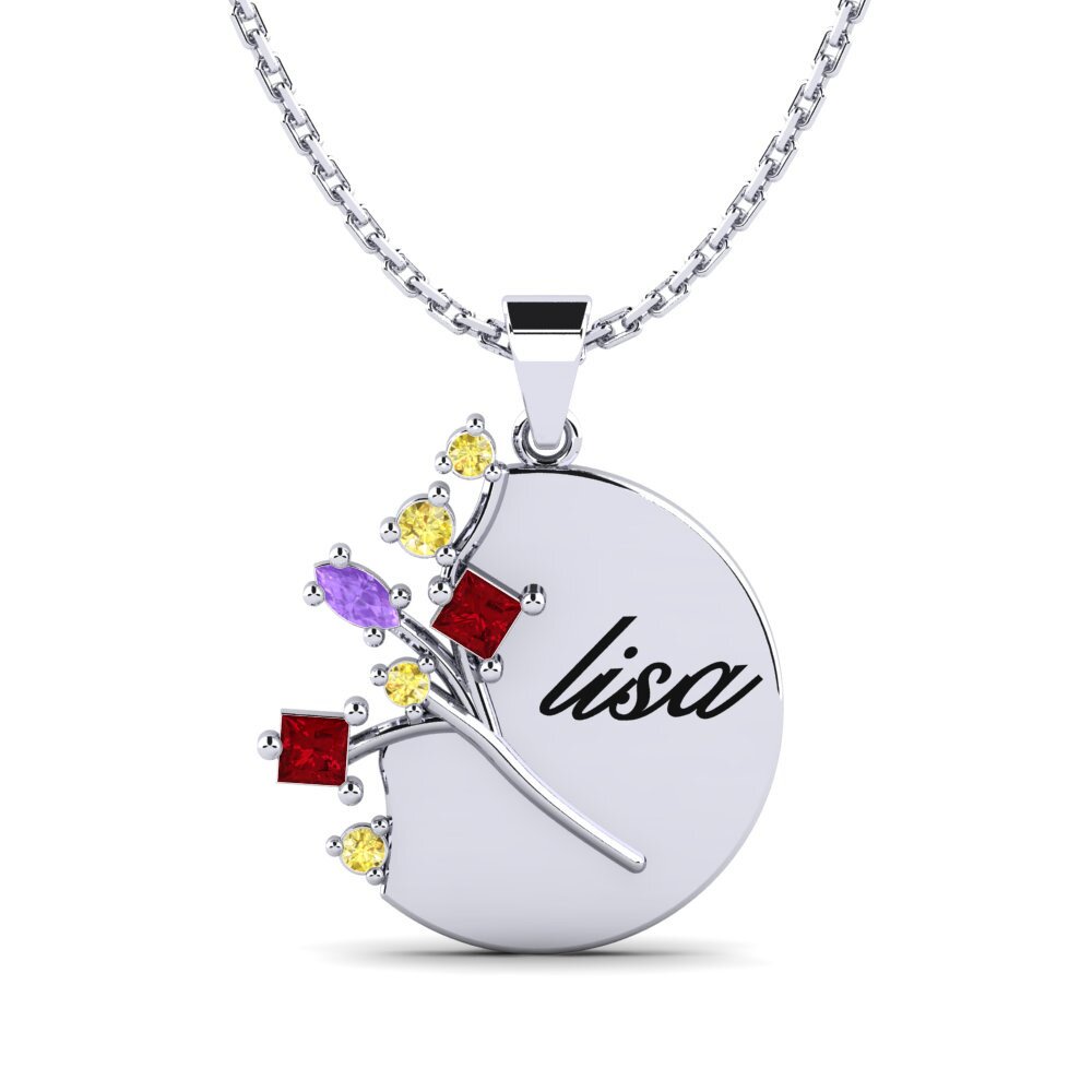 Weiß-Silber Roter Zirkonia Damen anhänger Flor
