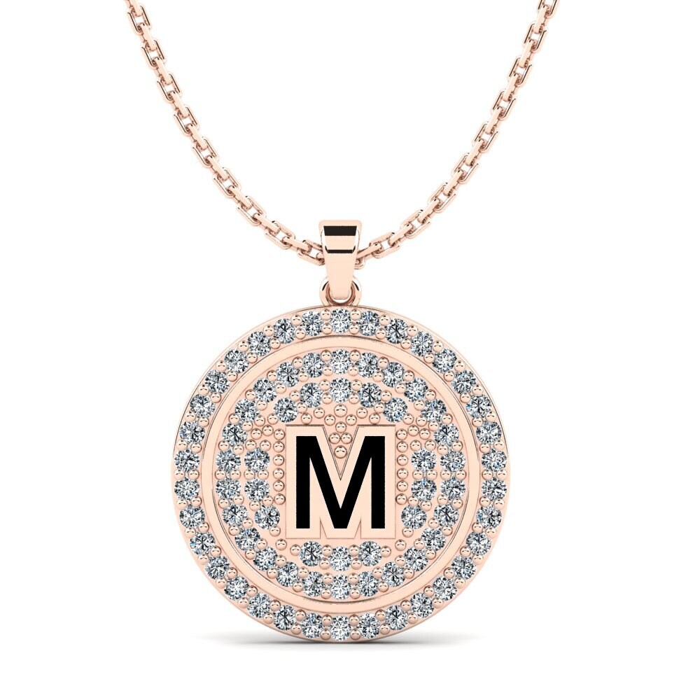 14k Oro Rosa Redondo Colgante de Mujer Florenciat - M
