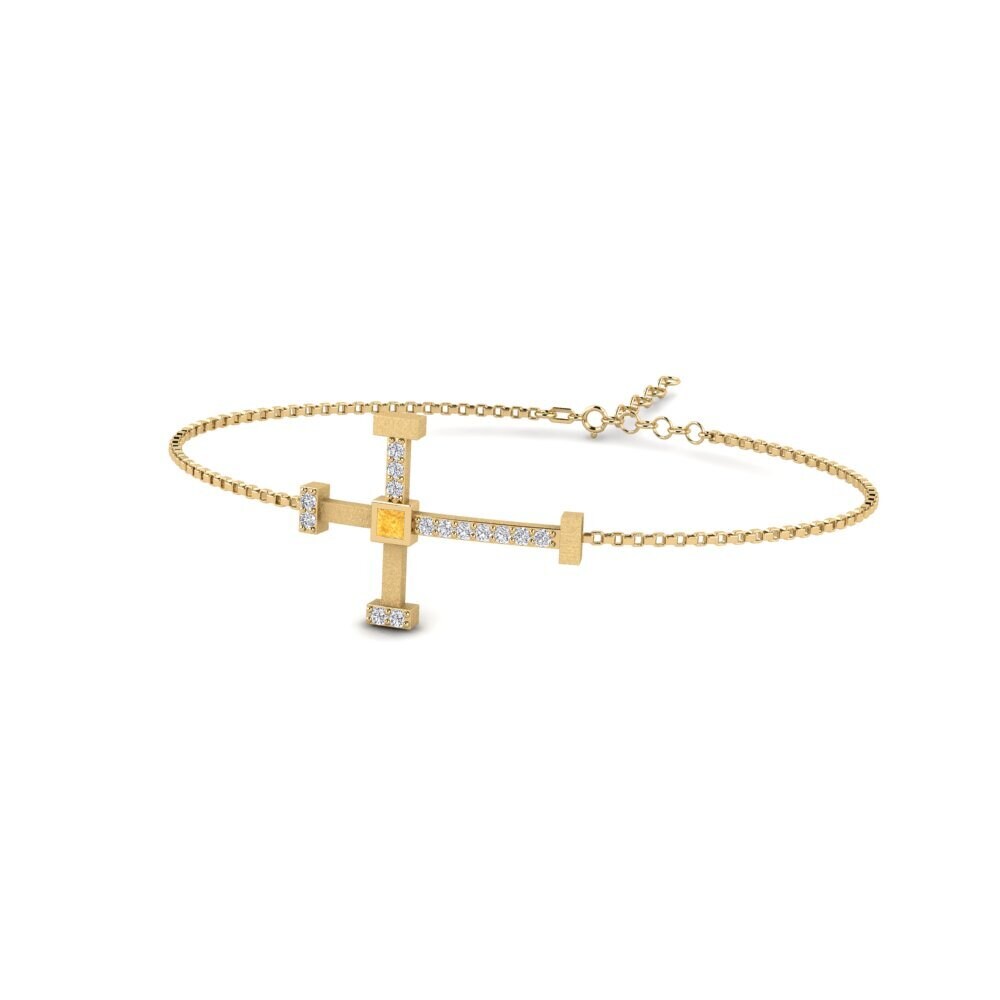 9ct Yellow Gold Citrine Men's Bracelet Florosen