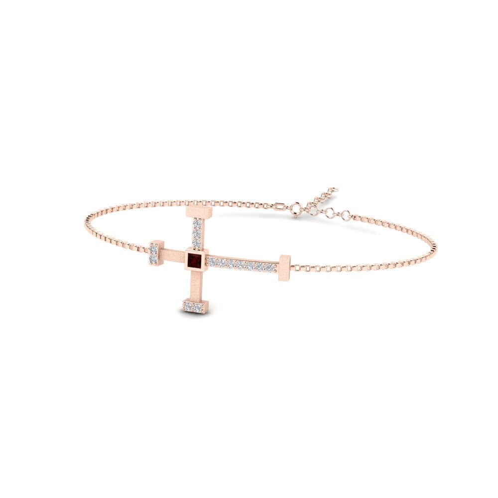 14ct Rose Gold Garnet Men's Bracelet Florosen