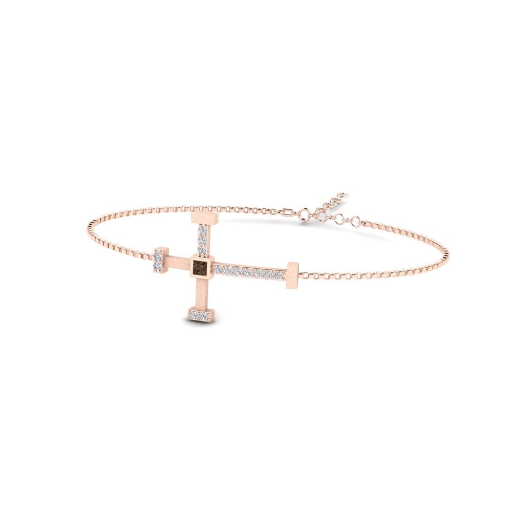 14ct Rose Gold Smoky Quartz Men's Bracelet Florosen