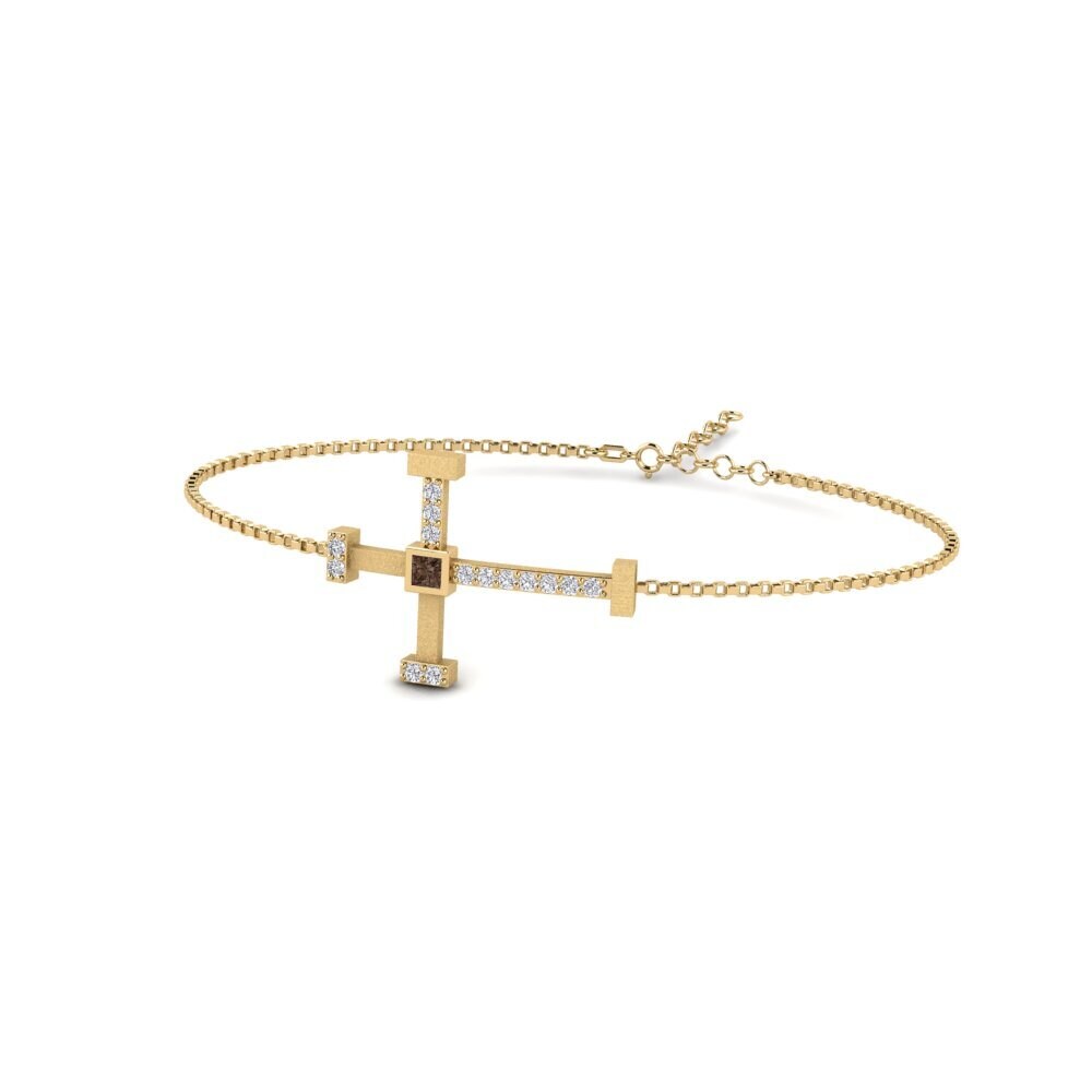 14ct Yellow Gold Smoky Quartz Men's Bracelet Florosen