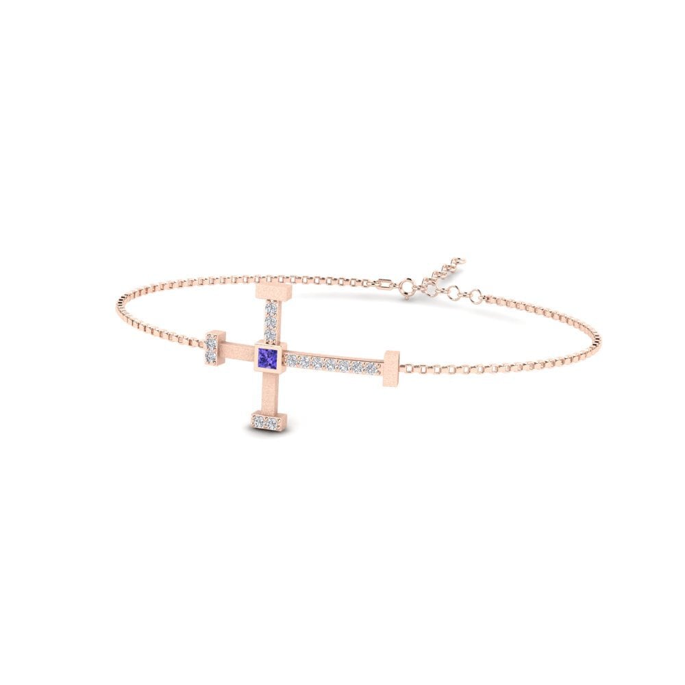18ct Rose Gold Tanzanite Men's Bracelet Florosen