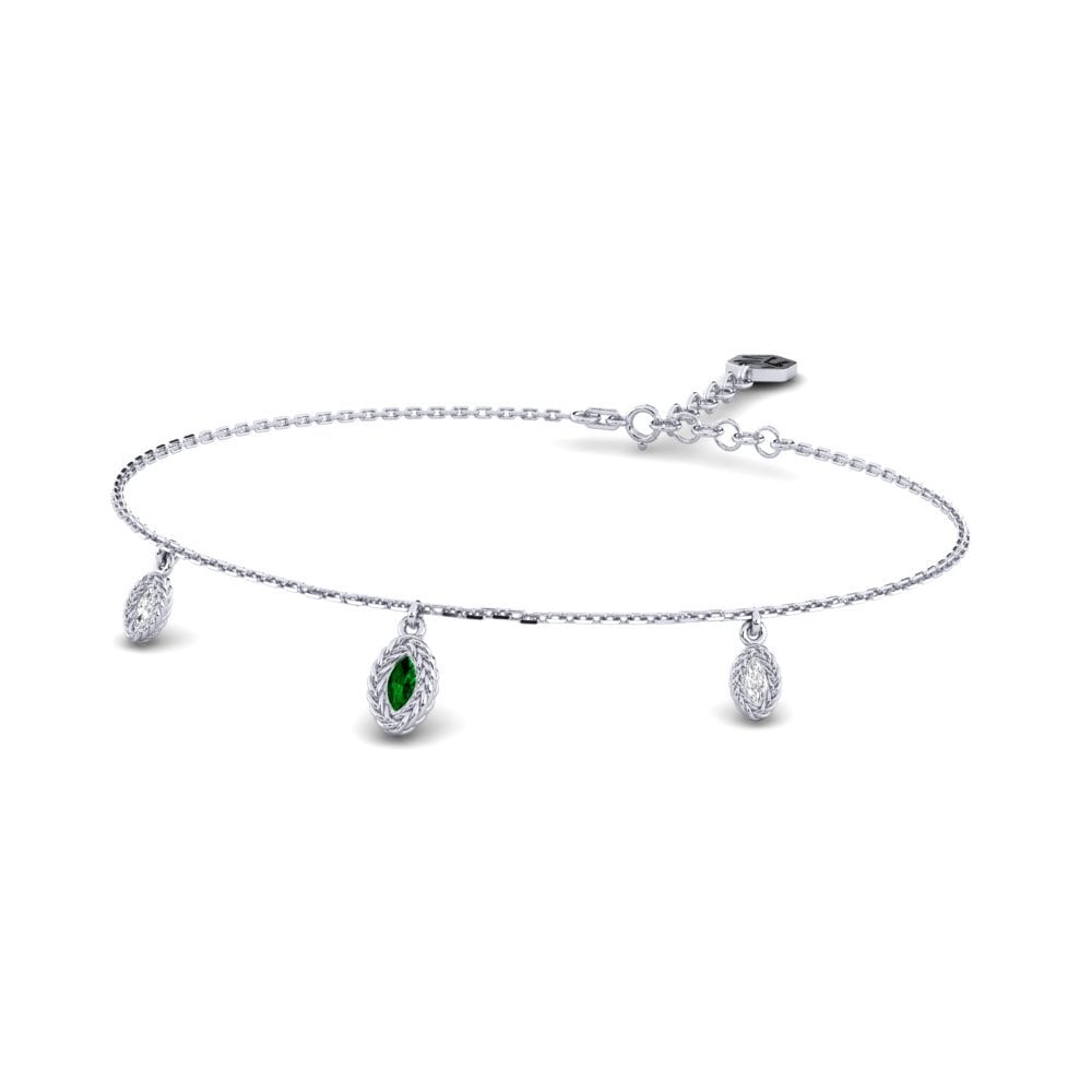 Palladium 950 Zircone Vert Bracelet pour femme Flosiva