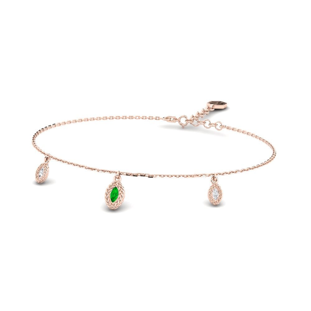 Or rose 14k Émeraude Bracelet pour femme Flosiva