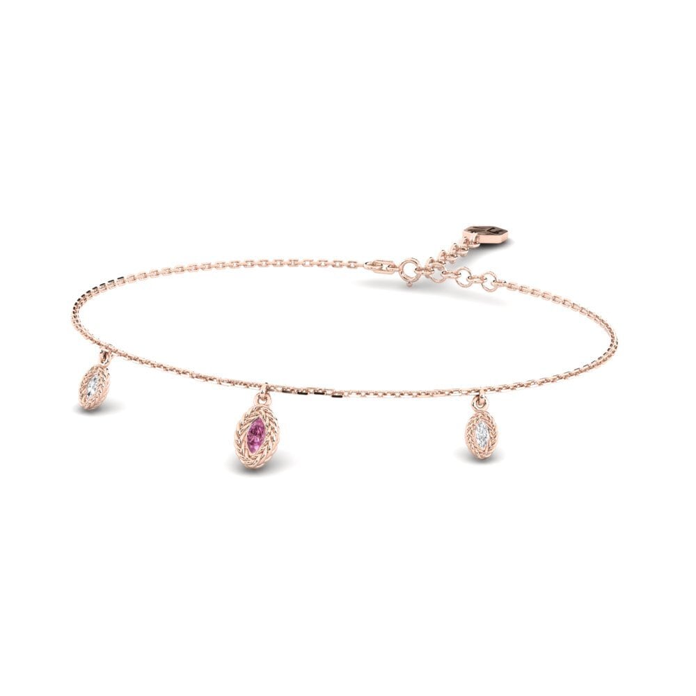 Or rose 14k Grenat de Rhodolite Bracelet pour femme Flosiva