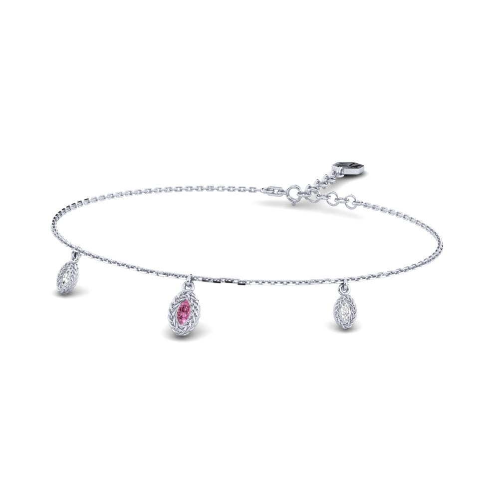 Palladium 950 Grenat de Rhodolite Bracelet pour femme Flosiva